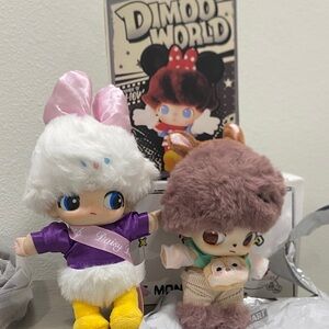 Plush keychain Disney Figures - White, Purple, Yellow, Brown bundle of 2